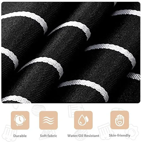 2-Pack Striped Adjustable Apron – Cross-Neck Bib Work Apron for Restaurant Catering Gardening(Pink fine stripes+black fine stripes)