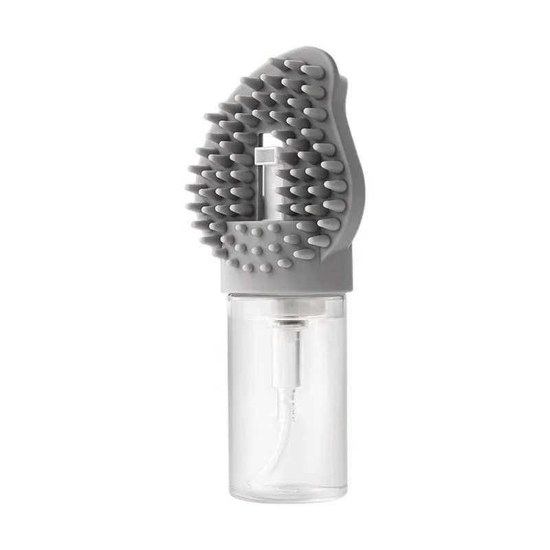 Pet Shampoo Brush Silicone Foaming Massage Comb Dog Cat Bathing Grooming Tool – Grey