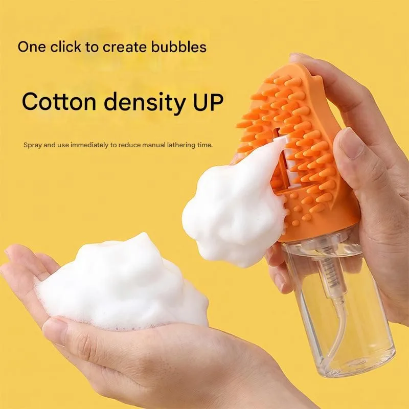 Pet Shampoo Brush Silicone Foaming Massage Comb Dog Cat Bathing Grooming Tool – Yellow