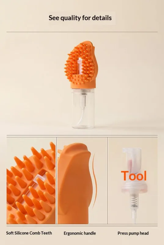 Pet Shampoo Brush Silicone Foaming Massage Comb Dog Cat Bathing Grooming Tool – Yellow