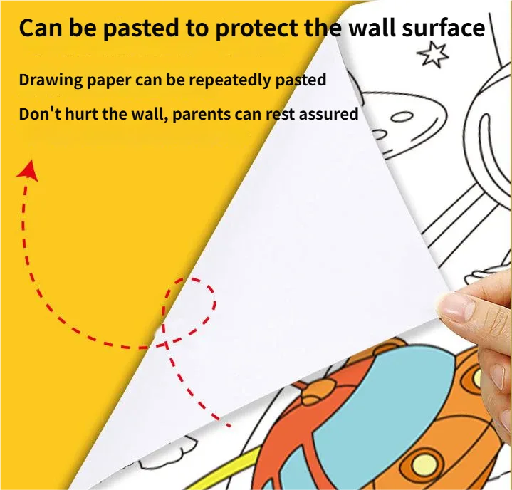 3M Extra Long Reusable Coloring Paper Roll, Animal World Theme Self-Adhesive Wall Coloring Poster and DIY Cuttable Drawing Craft Paper Scroll with Gift Box