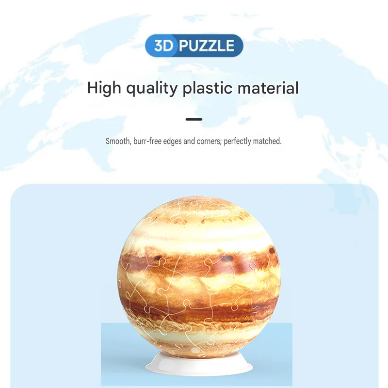 60 Piece 3D Jupiter Puzzle Ball – PVC Sphere Model , Educational Space Toy and Desktop Decor for  Student