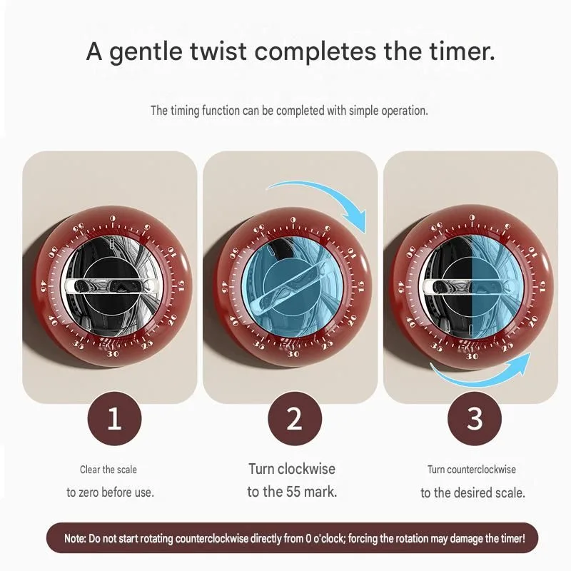 60-Minute Magnetic Mechanical Kitchen Timer Countdown Clock for Cooking, Study, Productivity and Time Management – White