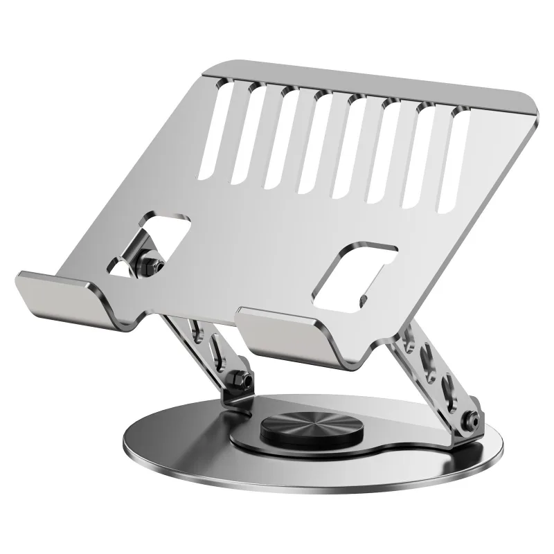 360 Degree Rotatable Laptop Stand Adjustable Aluminium Ergonomic Notebook Holder Small Size 20x20cm Height Angle Adjustable Desktop Cooling Riser for Office Home Study Workspace