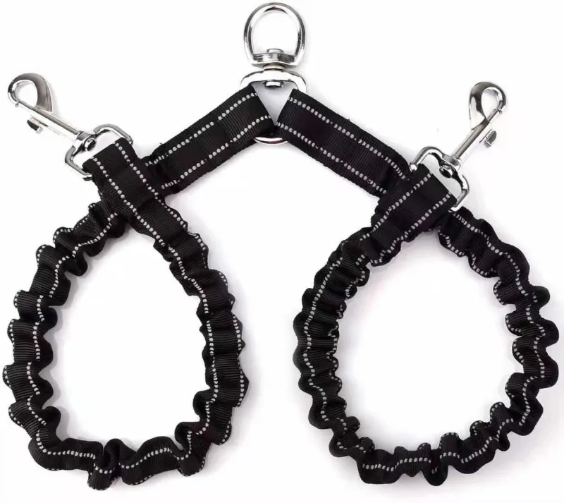 2 Packs No-Tangle Dual Dog Leash Splitter (2.5 x 80 CM) - Heavy Duty Reflective Nylon Bungee Double Dog Coupler 2 Packs No-Tangle Dual Dog Leash Splitter (2.5 x 80 CM) - Heavy Duty Reflective Nylon Bungee Double Dog Coupler