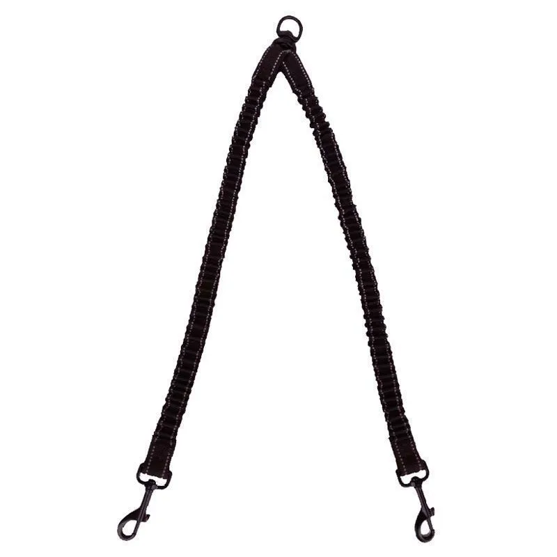 2 Packs No-Tangle Dual Dog Leash Splitter (2.5 x 80 CM) – Heavy Duty Reflective Nylon Bungee Double Dog Coupler