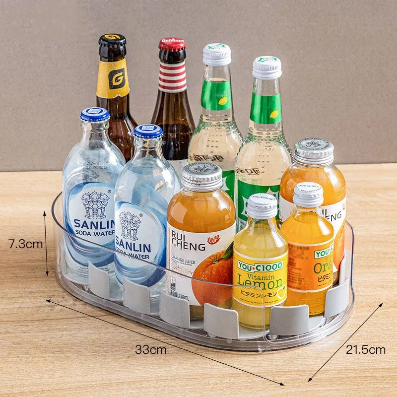 360° Rotating Refrigerator Organizer – Clear Oval Milk White for Pantry, Kitchen Countertop, and Cupboard Storage