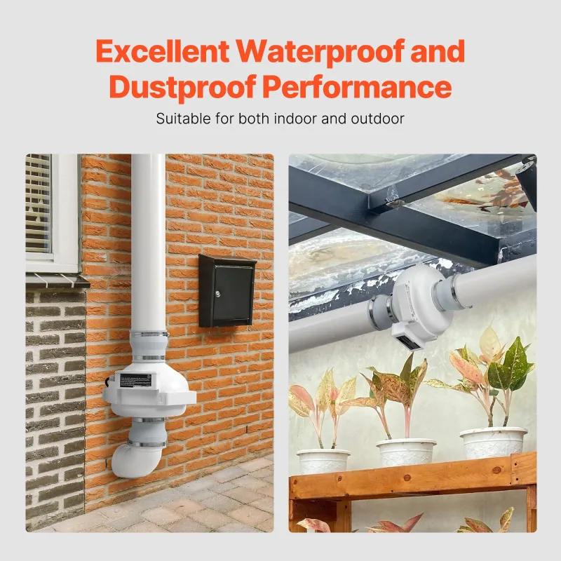 4″ to 4.5″ Radon Mitigation Fan System Quiet 260CFM Inline Duct Waterproof