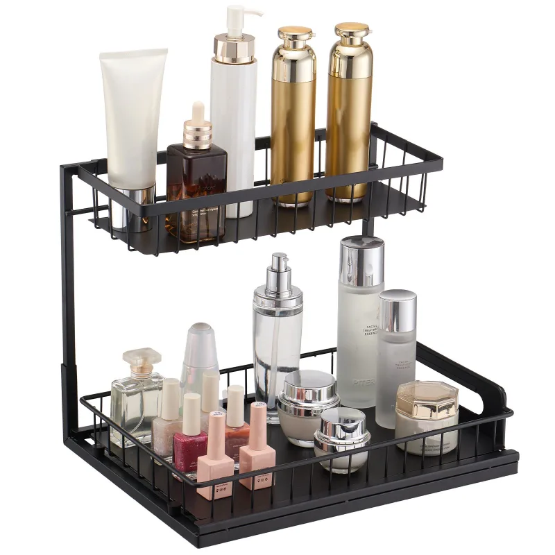 2-Tier Wire Pull Out Cabinet Under Sink Organizer 10.7″x14.2″ Drawer Basket