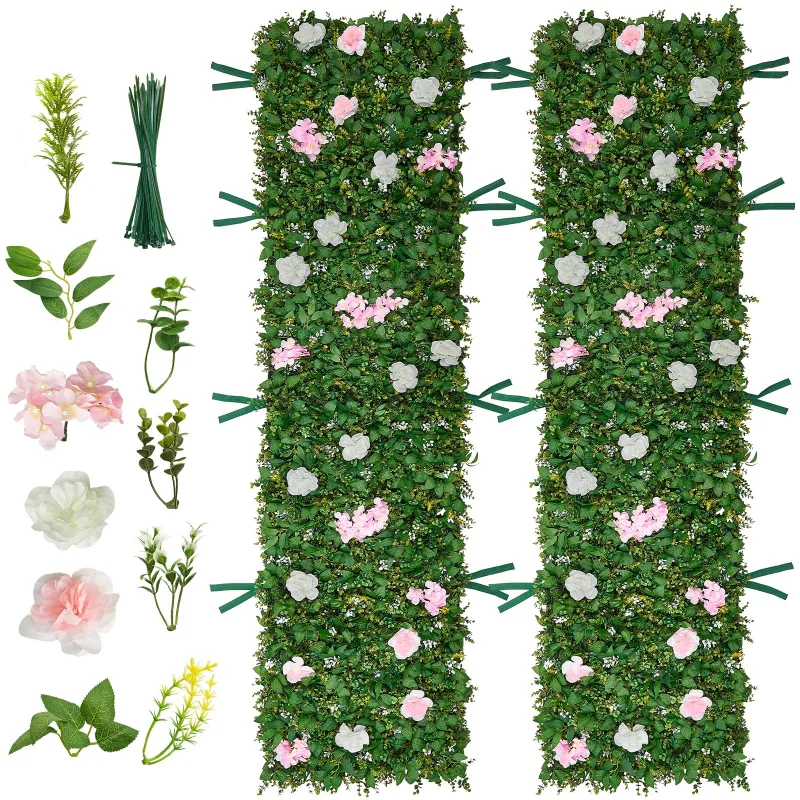 Artificial Luxury Flower Wall Backdrop, 2 PCS, Each Panel 61 x 243.8 cm, Gorgeous 3D Silk Floral Backdrop Pet Friendly, Easy Installation Flower Wall Panel for Wedding, Event, Party, Home Decor Artificial Luxury Flower Wall Backdrop, 2 PCS, Each Panel 61 x 243.8 cm, Gorgeous 3D Silk Floral Backdrop Pet Friendly, Easy Installation Flower Wall Panel for Wedding, Event, Party, Home Decor