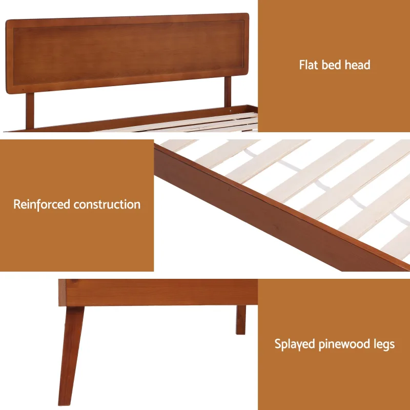 Artiss Bed Frame Queen Size Wooden Bed Base Walnut SPLAY