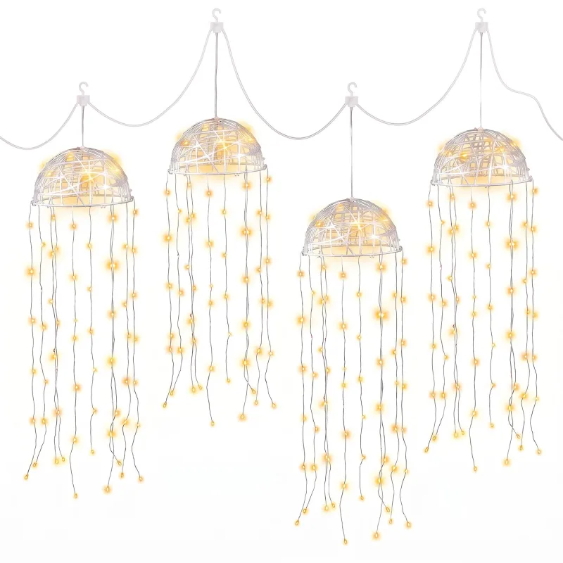 Jingle Jollys Christmas Lights Solar Jellyfish 4Pcs Garden Decorative Warm White